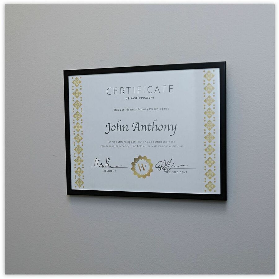 Universal Photo Frame - Holds 8.50" x 11" Insert - Rectangle - Desktop - Horizontal, Vertical - Sturdy, Easel Back - Metal, Aluminum - Black - 1 Each