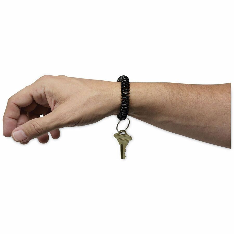 Universal Key Ring - 2.4" Height x 2.4" Width x 0.4" Depth - Plastic - Black - Sturdy, Flexible, Expandable - 6 / Pack