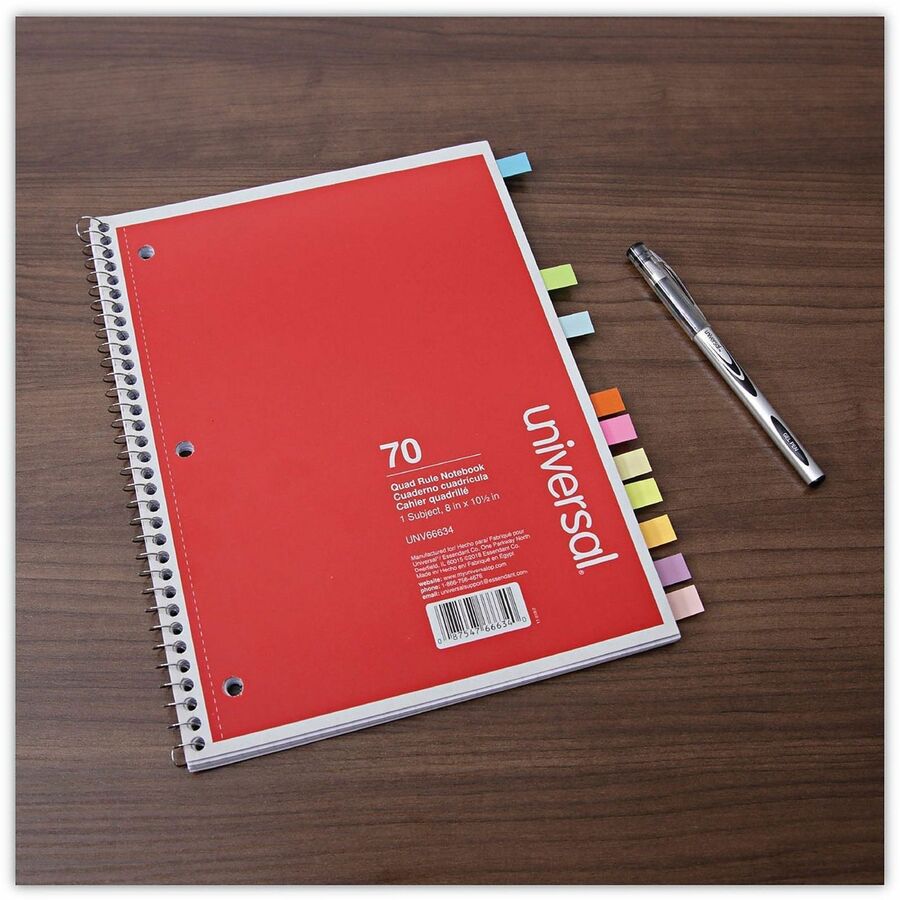Universal Adhesive Note - 1/2" Flag/Note Width x 2" Flag/Note Length - Rectangle - Yellow, Turquoise, Red, Purple, Pink, Neon Yellow, Neon Orange, Neon Pink, Blue, Lime - Paper - Adhesive, Self-stick, Repositionable, Reusable, Pop-up, Removable, Residu...