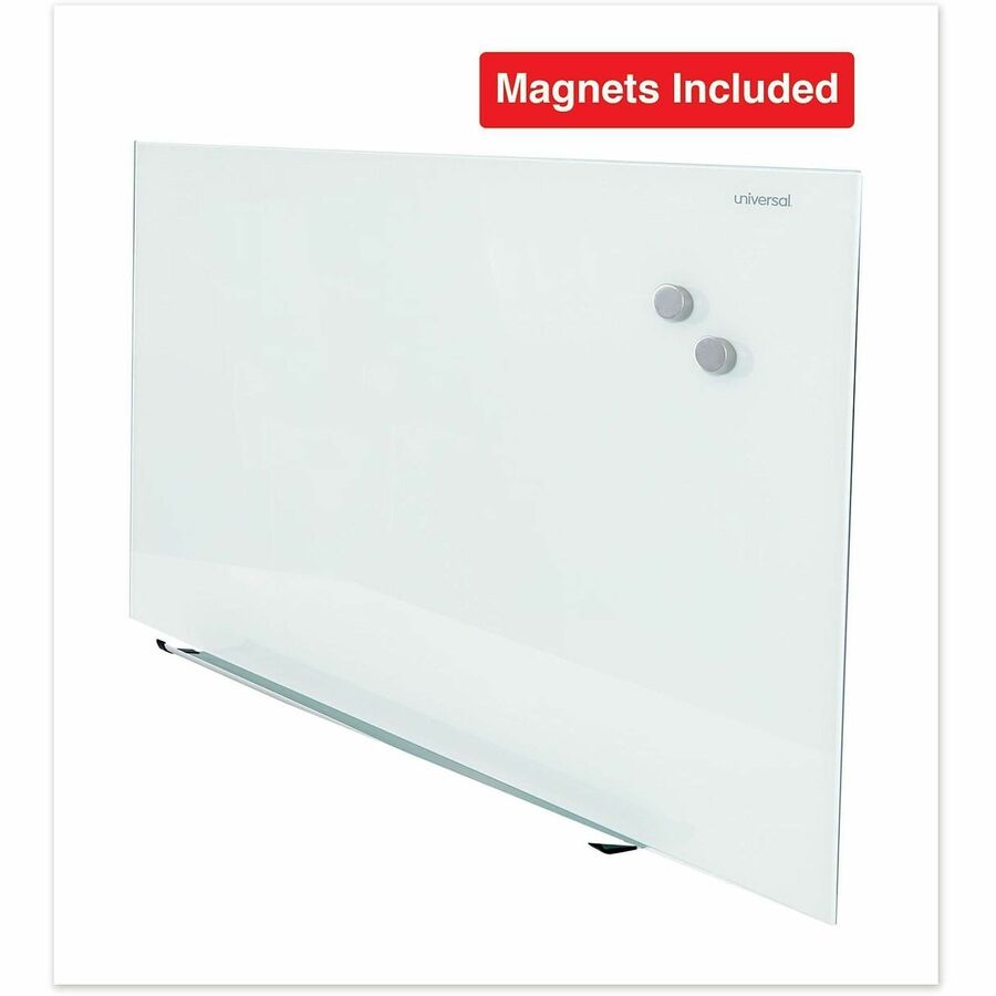 Universal Frameless Magnetic Glass Marker Board, 48" x 36" , White Surface - 48" (4 ft) Width x 36" (3 ft) Height - White Tempered Glass Surface - Magnetic - 1 Each