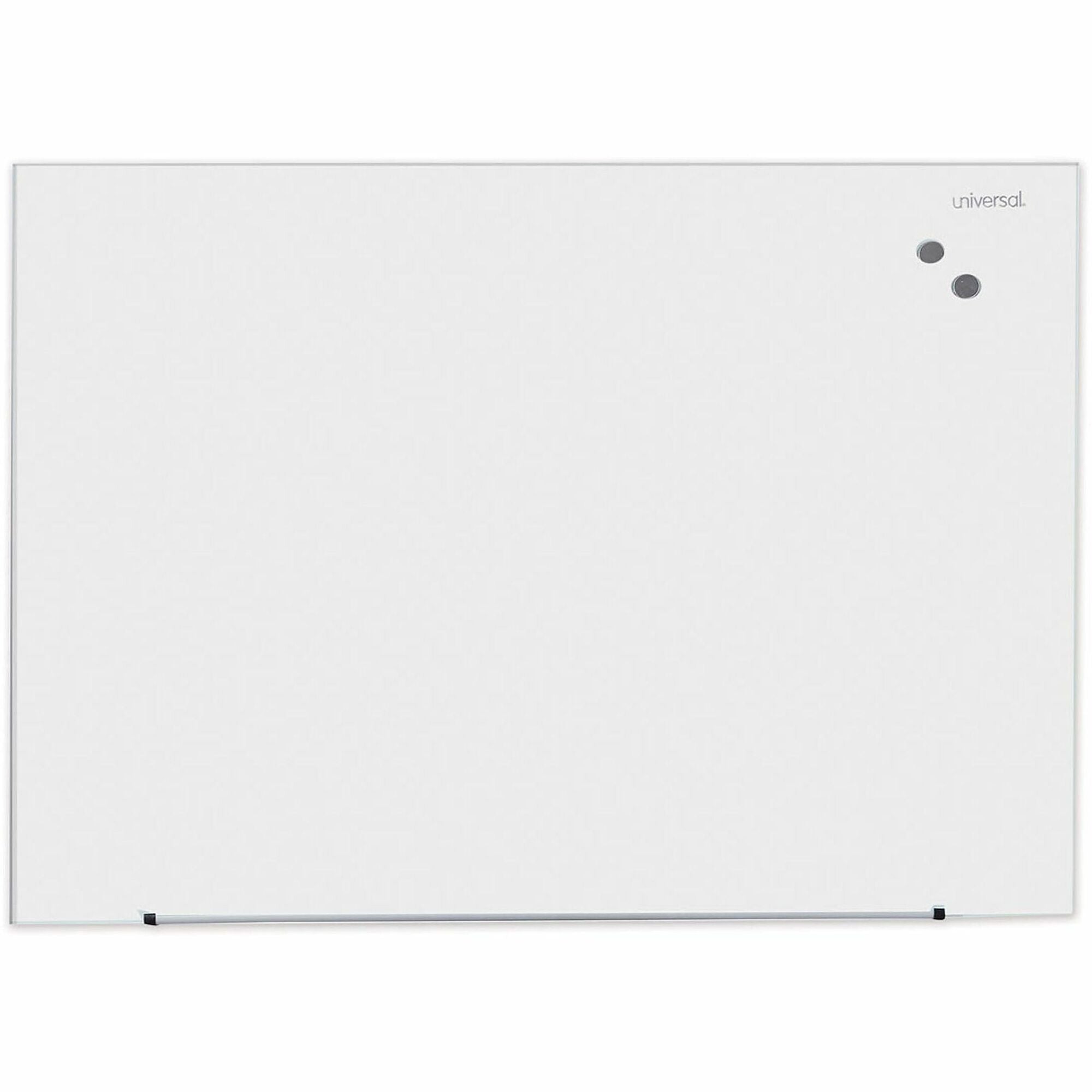 Universal Frameless Magnetic Glass Marker Board, 48" x 36" , White Surface - 48" (4 ft) Width x 36" (3 ft) Height - White Tempered Glass Surface - Magnetic - 1 Each