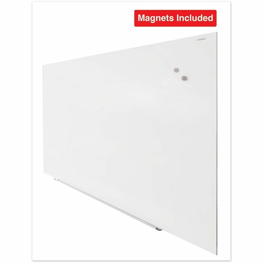 Universal Frameless Magnetic Glass Marker Board, 72" x 48" , White Surface - 72" (6 ft) Width x 48" (4 ft) Height - White Tempered Glass Surface - Magnetic - 1 Each
