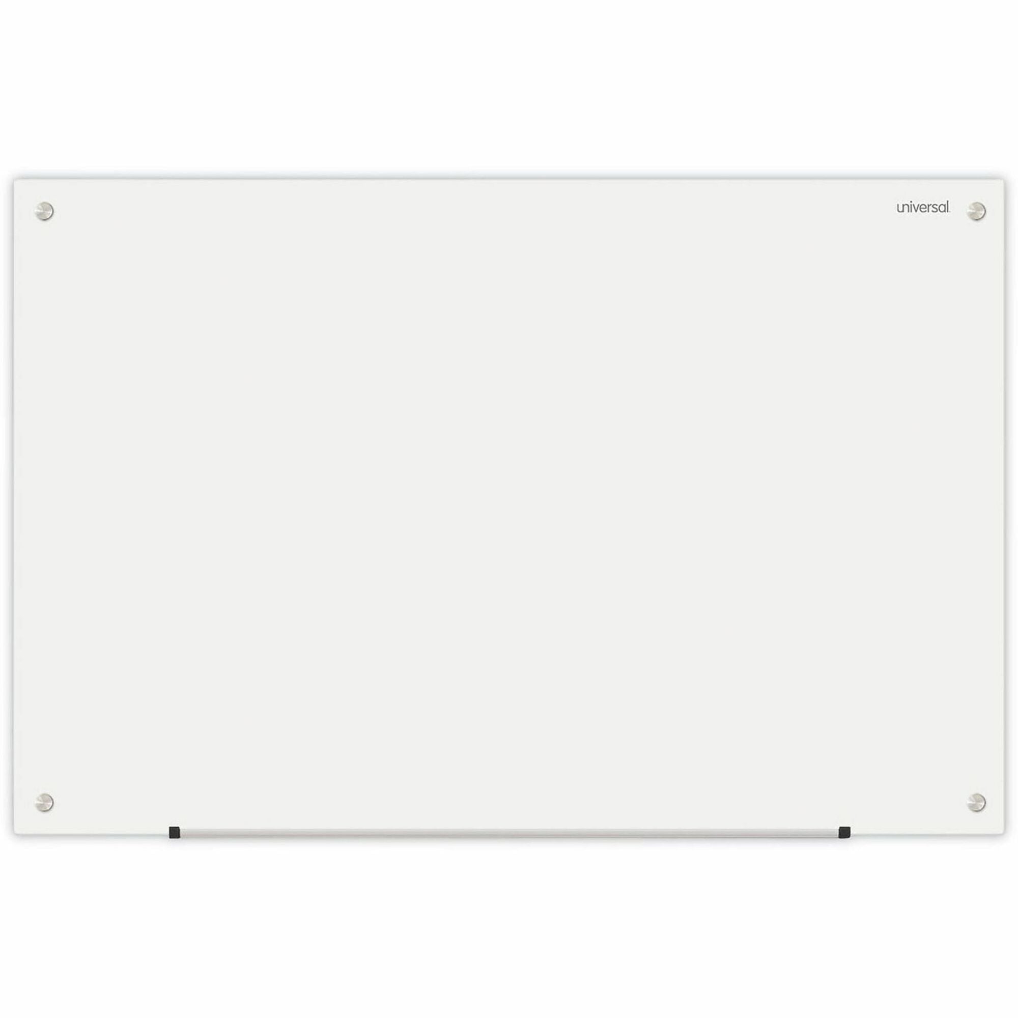 Universal Frameless Glass Marker Board, 36" x 24" , White Surface - 36" (3 ft) Width x 24" (2 ft) Height - White Glass Surface - 1 Each