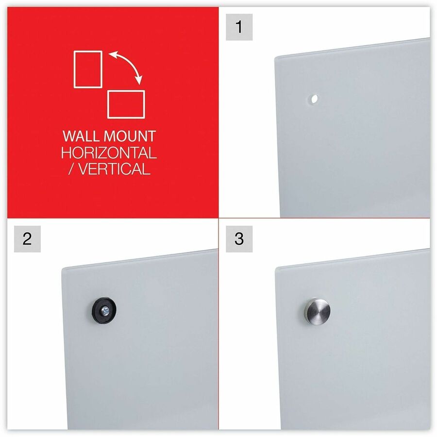 Universal Frameless Glass Marker Board, 36" x 24" , White Surface - 36" (3 ft) Width x 24" (2 ft) Height - White Glass Surface - 1 Each