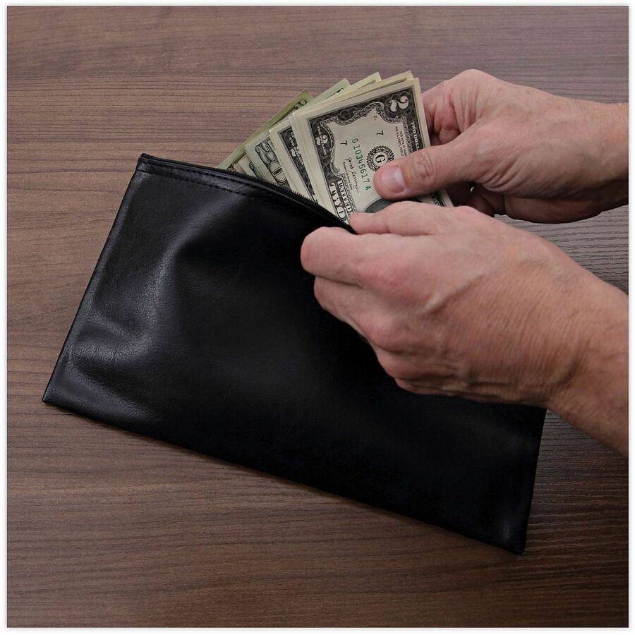 Universal Carrying Case (Wallet) Cash - Black - PU Leather Body - 6" Height x 11" Width - 2 / Pack