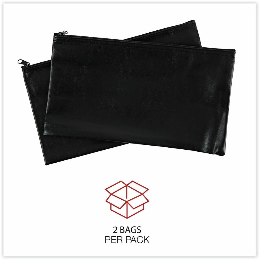 Universal Carrying Case (Wallet) Cash - Black - PU Leather Body - 6" Height x 11" Width - 2 / Pack