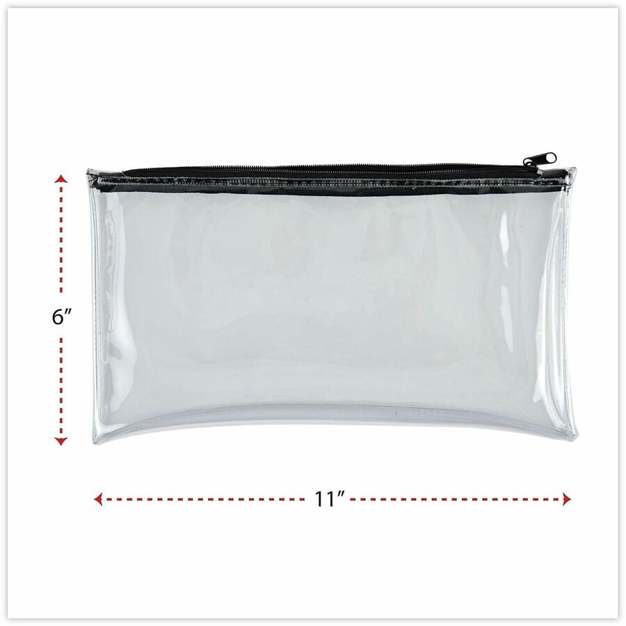 Universal Carrying Case (Wallet) Cash - Clear, Black - Plastic, Polyethylene Body - 6" Height x 11" Width - 2 / Pack