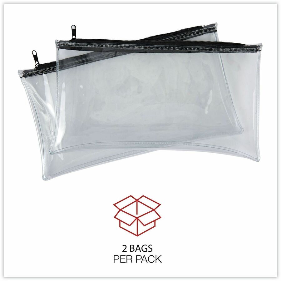 Universal Carrying Case (Wallet) Cash - Clear, Black - Plastic, Polyethylene Body - 6" Height x 11" Width - 2 / Pack