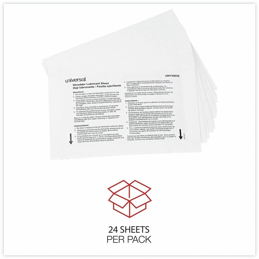 Universal Shredder Lubricant Sheet - Easy to Use, No-mess
