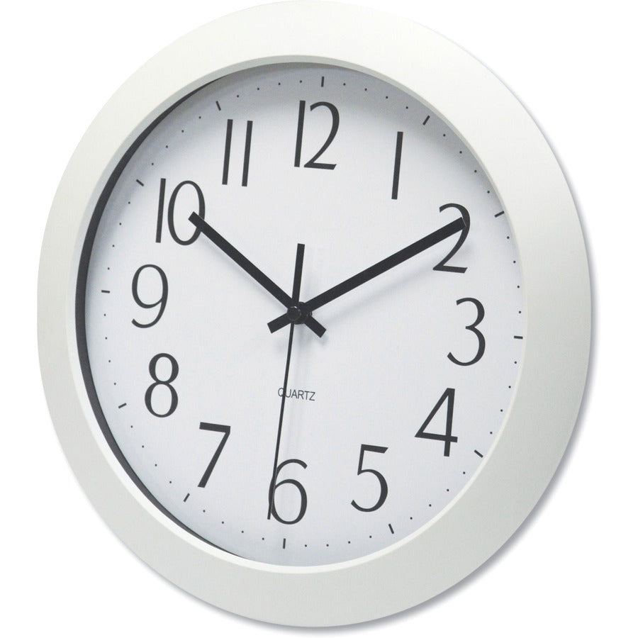 Universal Wall Clock - Analog - Quartz - White Main Dial - White Case - Plastic - Modern Style
