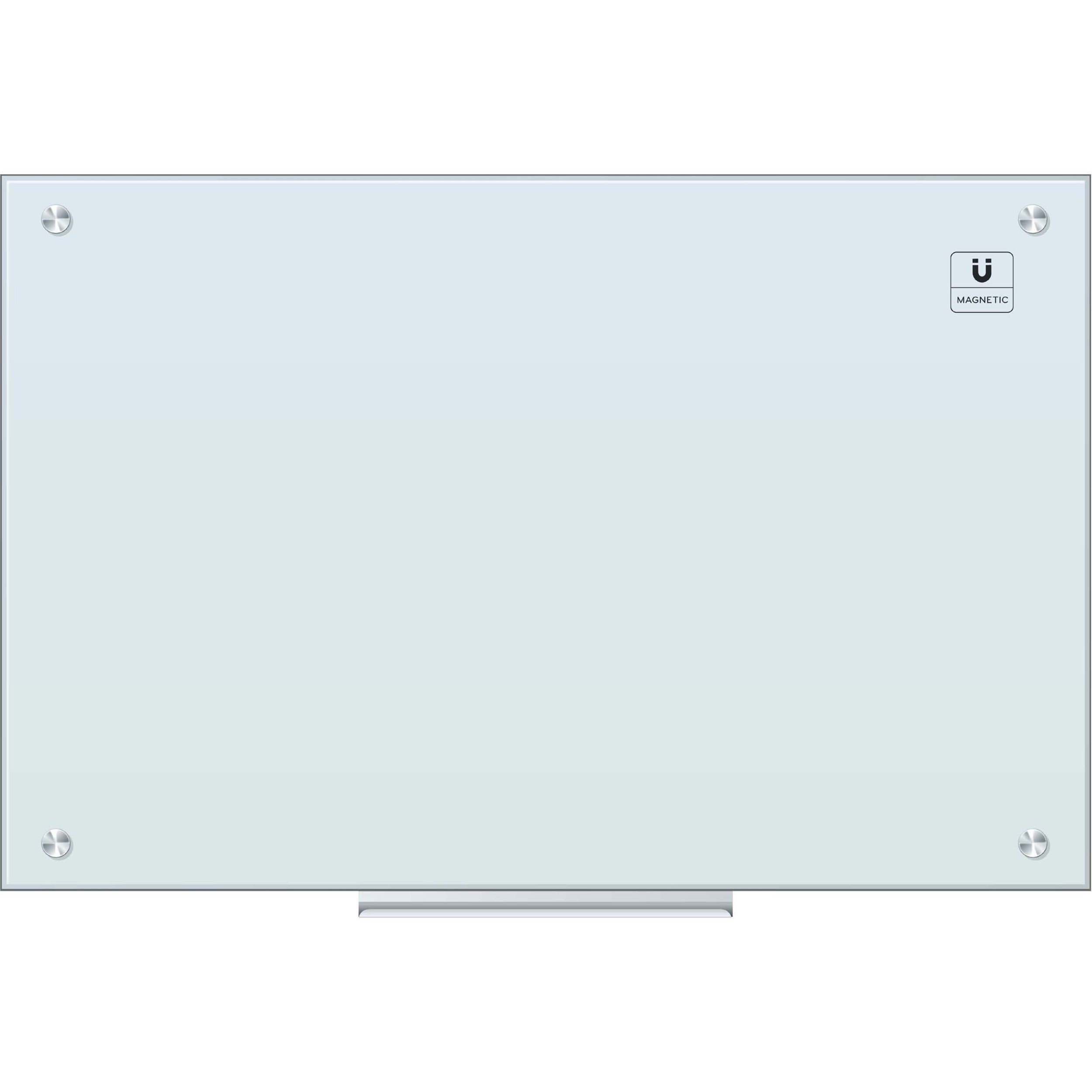U Brands Magnetic Glass Dry Erase Board - 23" (1.9 ft) Width x 35" (2.9 ft) Height - Frosted White Tempered Glass Surface - Rectangle - Horizontal/Vertical - Magnetic - 1 Each