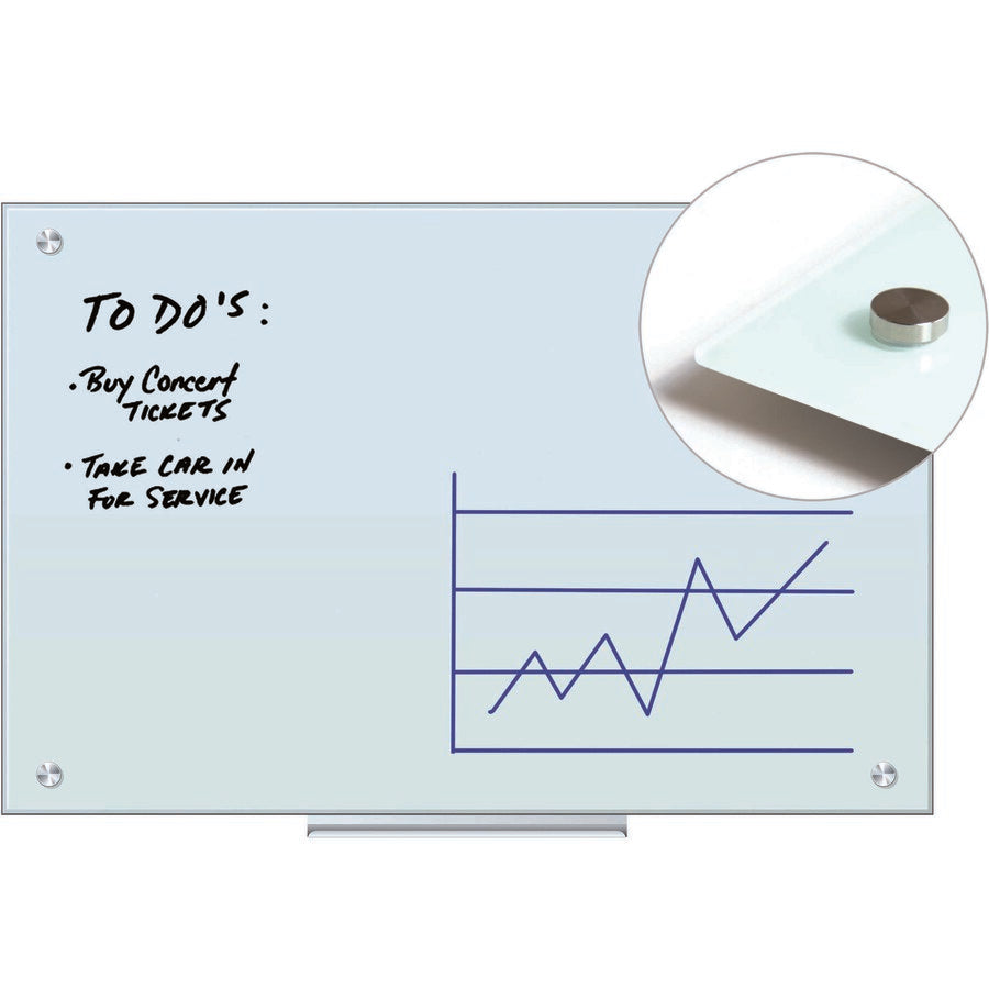 U Brands Magnetic Glass Dry Erase Board - 23" (1.9 ft) Width x 35" (2.9 ft) Height - Frosted White Tempered Glass Surface - Rectangle - Horizontal/Vertical - Magnetic - 1 Each