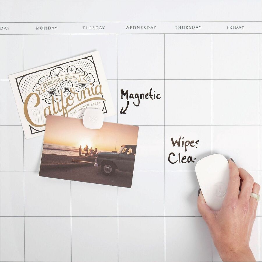 U Brands Magnetic Dry Erase Calendar - 20" (1.7 ft) Width x 30" (2.5 ft) Height - White Painted Steel Surface - White Wood Frame - Rectangle - Horizontal - Magnetic - Assembly Required - 1 Each