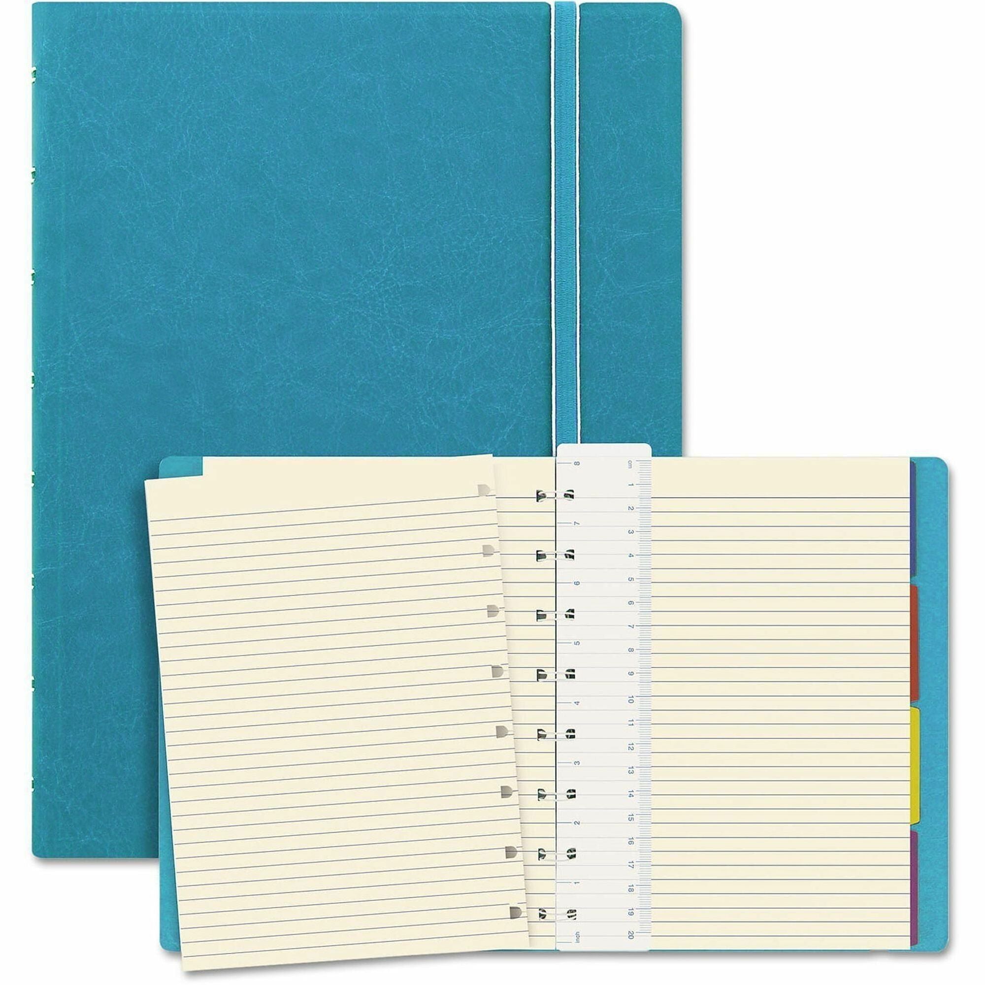 Filofax Refillable Notebook - 56 Sheets - Twin Wirebound - Ruled Margin - A5 - 8 1/4" x 5 3/4" Sheet Size - Cream Paper - Refillable, Elastic Closure, Storage Pocket, Page Marker, Indexed - Recycled - 1 Each