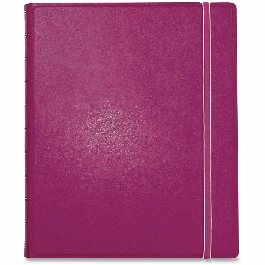 Filofax Planner - Monthly - 17 Month - August 2026 to December 2026 - 1 Month Double Page Layout - Cream Sheet - Twin Wire - Elastic - White - Paper - Fuchsia Leatherette Cover - Ruled Daily Block, Flexible Cover, Storage Pocket, Bilingual, Elastic Clo...