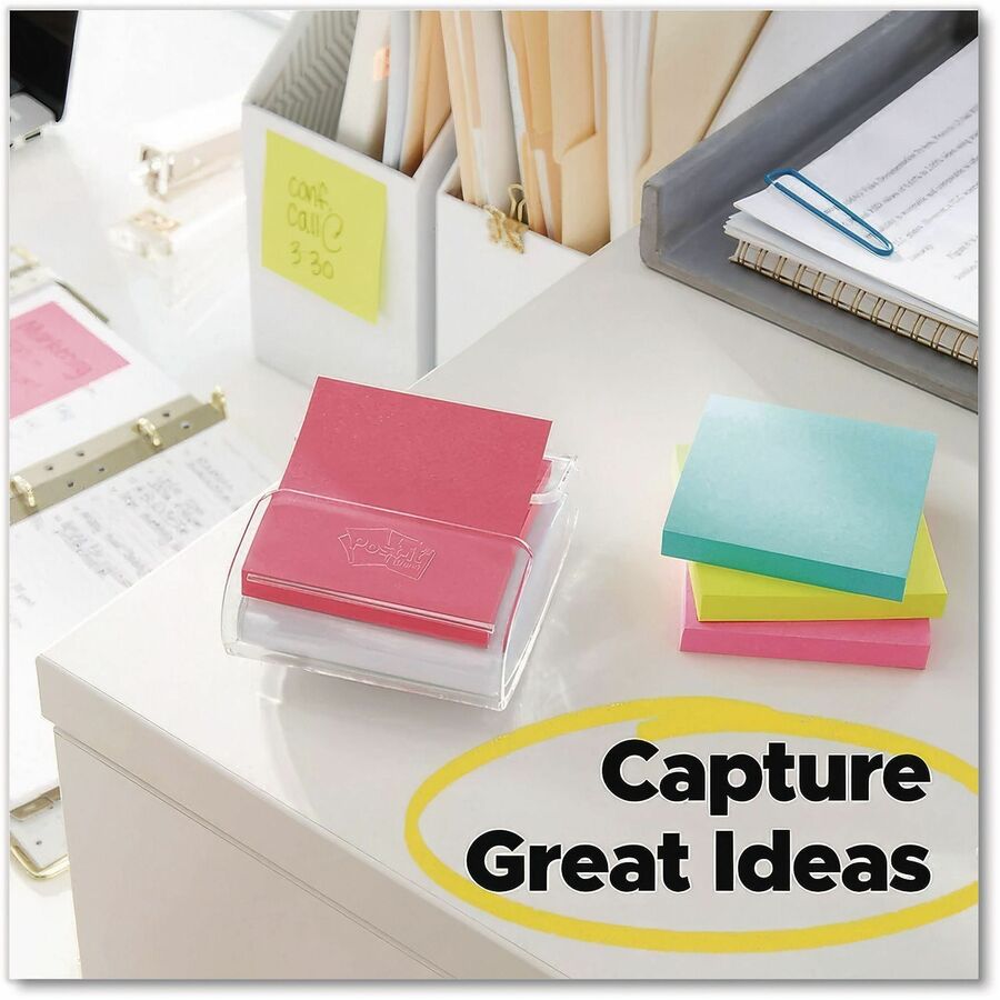 Post-it&reg; Notes Pop-up Notes, 3" x 3" , Cape Town Color Collection, Pack Of 18 Pads - 3" Flag/Note Width x 3" Flag/Note Length - Square - Aqua Splash, Cape Town, Guava, Vital Orange - Pop-up, Repositionable, Adhesive, Residue-free - 18 Pad