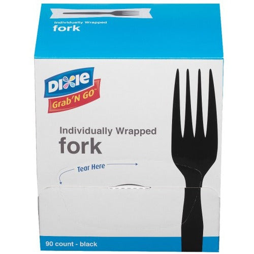 Dixie Grab'N Go Forks, Black, 90 Per Box, Pack Of 6 Boxes - Fork - 1 x Fork - Kitchen, Breakroom - Disposable - Black - 90 / Box