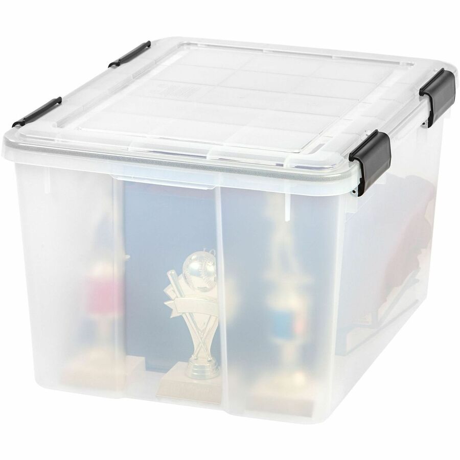IRIS Weathertight Storage Box, 46 Quarts, 11 4/5"H x 15 4/5"W x 19 7/10"D, Clear - External Dimensions: 15.7" Width x 19.8" Depth x 15.7" Height - 40 lb - 11.65 gal - Latch Closure - Stackable - Plastic, Polypropylene - Clear - For Storage - 1 Each