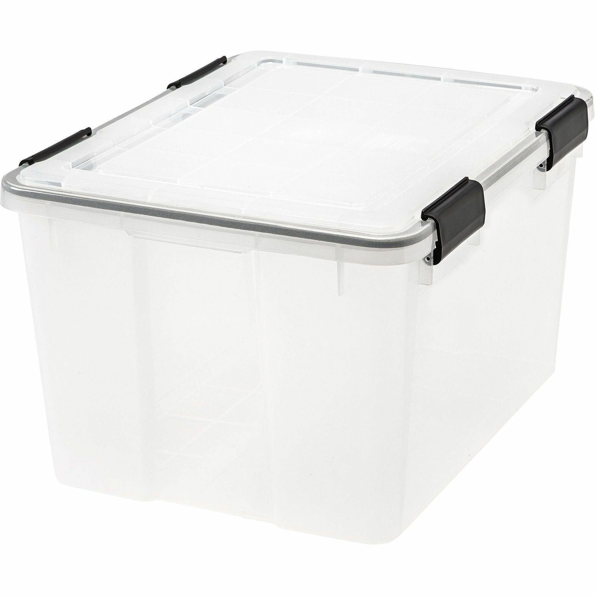 IRIS Weathertight Storage Box, 46 Quarts, 11 4/5"H x 15 4/5"W x 19 7/10"D, Clear - External Dimensions: 15.7" Width x 19.8" Depth x 15.7" Height - 40 lb - 11.65 gal - Latch Closure - Stackable - Plastic, Polypropylene - Clear - For Storage - 1 Each