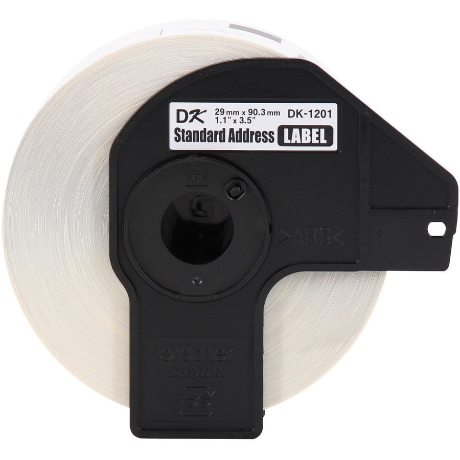 Brother DK Address Label - 1 9/64" Width x 3 1/2" Length - Rectangle - Thermal - White - Paper - 400 / Roll - 24 / Pack
