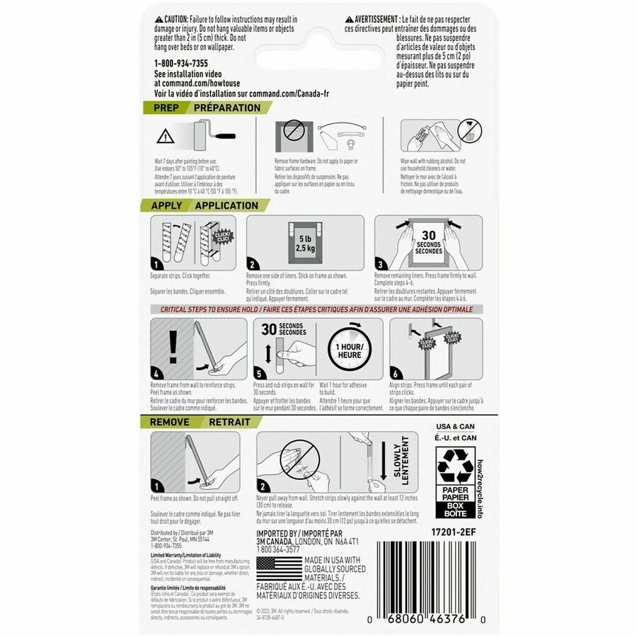 Command Mounting Strip - 5.63" Length x 5.19" Width - Rubber Resin, Paper - For Picture Hanging, Wall, Mounting - 132 - 132