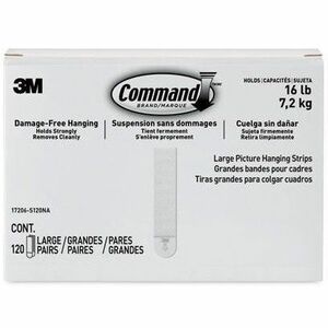Command Damage-Free Picture Hanging Strips, Large, 5-5/8" x 5-3/16" , Pack Of 120 Strips - x 5.6" Length - for Pictures, Decoration - Foam - White - 120 / Pack