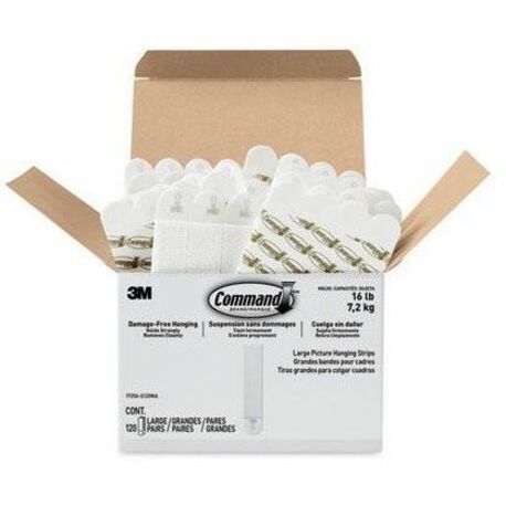 Command Damage-Free Picture Hanging Strips, Large, 5-5/8" x 5-3/16" , Pack Of 120 Strips - x 5.6" Length - for Pictures, Decoration - Foam - White - 120 / Pack