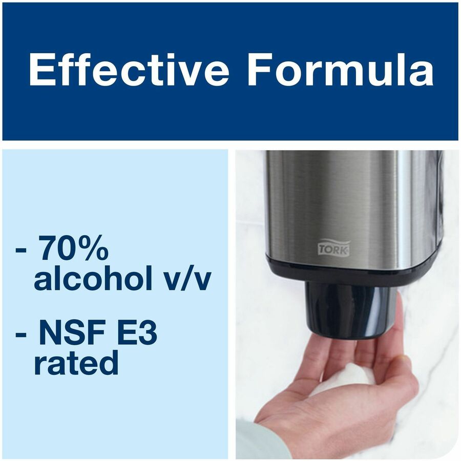 TORK Hand Sanitizer Foam Refill - Fragrance-free Scent - 1.06 quart - Hand, Healthcare, Food Handling - Moisturizing - Clear - Non-sticky, Hygienic, Unscented - 6 / Carton