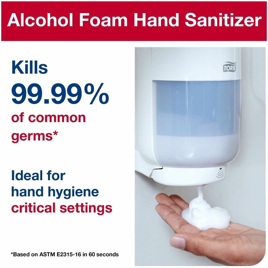 TORK Hand Sanitizer Foam Refill - Fragrance-free Scent - 1.06 quart - Hand, Healthcare, Food Handling - Moisturizing - Clear - Non-sticky, Hygienic, Unscented - 6 / Carton