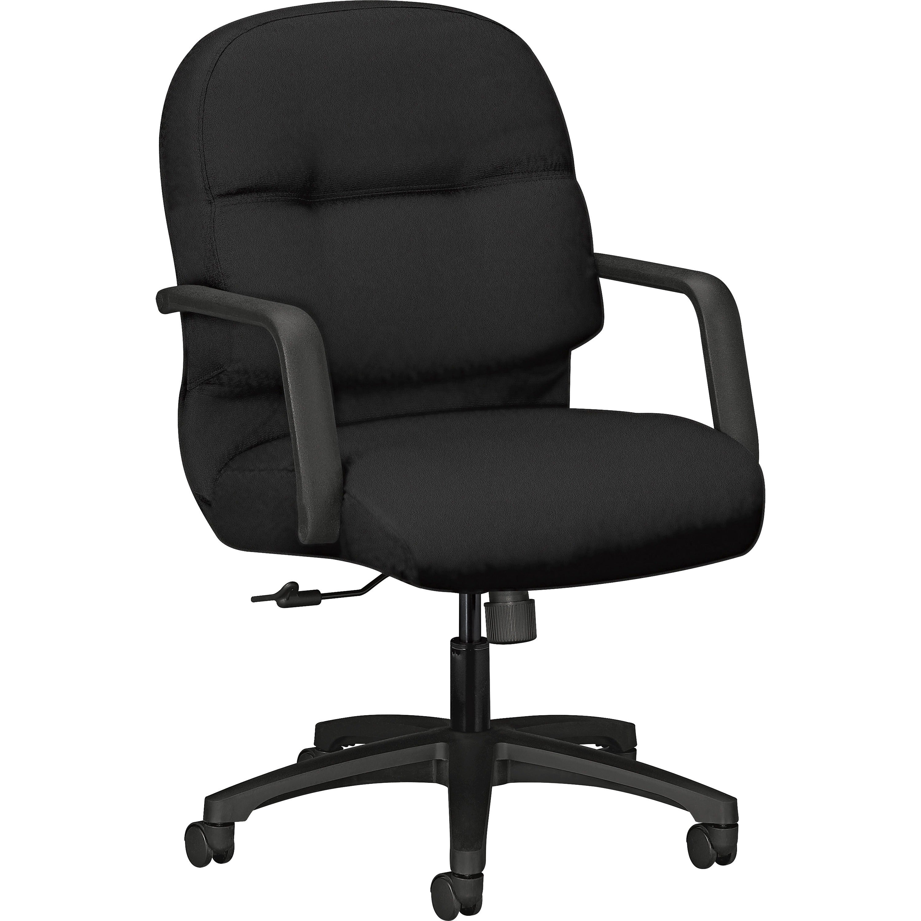 HON Pillow-Soft Mid-Back Chair - Black Seat Color - Memory Foam, Polyester Seat Material - Black Back Color - Foam, Polyester Back Material - Black Frame Color - Mid Back - 5-star Base - 1 Each