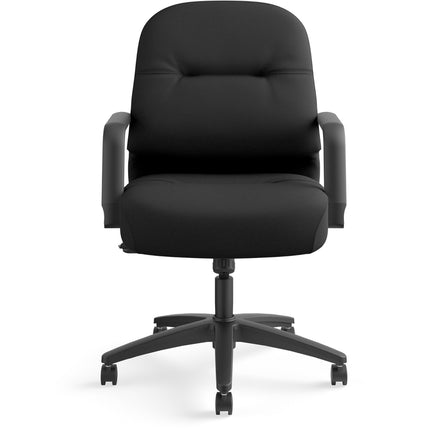 HON Pillow-Soft Mid-Back Chair - Black Seat Color - Memory Foam, Polyester Seat Material - Black Back Color - Foam, Polyester Back Material - Black Frame Color - Mid Back - 5-star Base - 1 Each