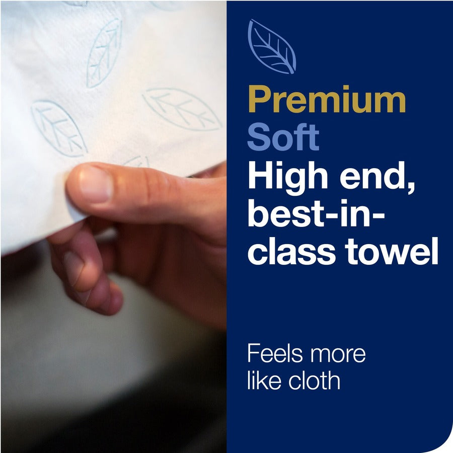 TORK Matic Soft Hand Towel Roll White with Blue Leaf H1 - 2 Ply - 7.25" Roll Diameter - 1 33/64" Core - White - 6 Roll