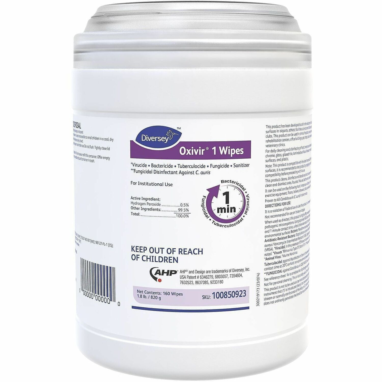 Diversey Oxivir Disinfectant Wipe - Ready-To-Use - 31.52 oz (1.97 lb) to - Cherry Almond Scent - Disinfectant, Virucidal, Bactericide, Tuberculocide, Fungicide, VOC-free, Fragrance-free, NPE-free, Phosphate-free, Phenol-free, Fast Acting, ... - Colorle...