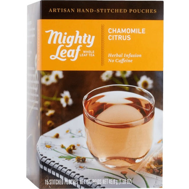 Mighty Leaf Chamomile Citrus Pouch - 1.3 oz - Caffeine-free - Kosher - 15 / Box
