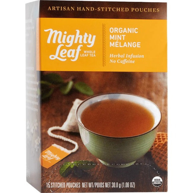 Mighty Leaf Organic Mint Melange Pouch - 1.3 oz - Organic - 15 / Box