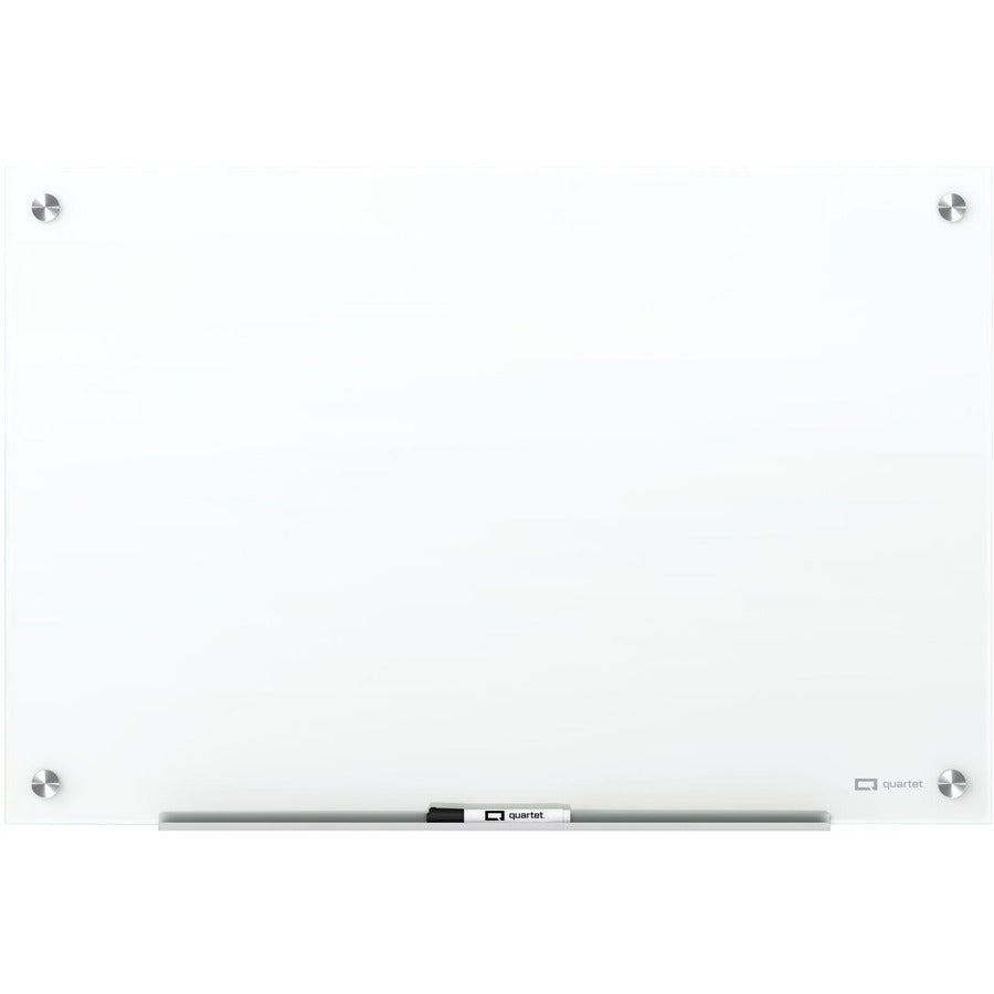Quartet Infinity Magnetic Glass Dry-Erase Board, White, 48" x 48" - 48" (4 ft) Width x 48" (4 ft) Height - White Tempered Glass Surface - Square - Horizontal/Vertical - Magnetic - Frameless, Accessory Tray, Stain Resistant, Ghost Resistant, Durable, Sc...
