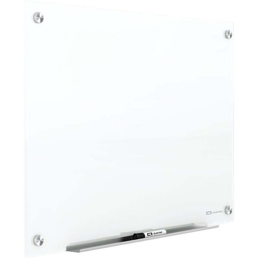 Quartet Infinity Magnetic Glass Dry-Erase Board, White, 48" x 48" - 48" (4 ft) Width x 48" (4 ft) Height - White Tempered Glass Surface - Square - Horizontal/Vertical - Magnetic - Frameless, Accessory Tray, Stain Resistant, Ghost Resistant, Durable, Sc...
