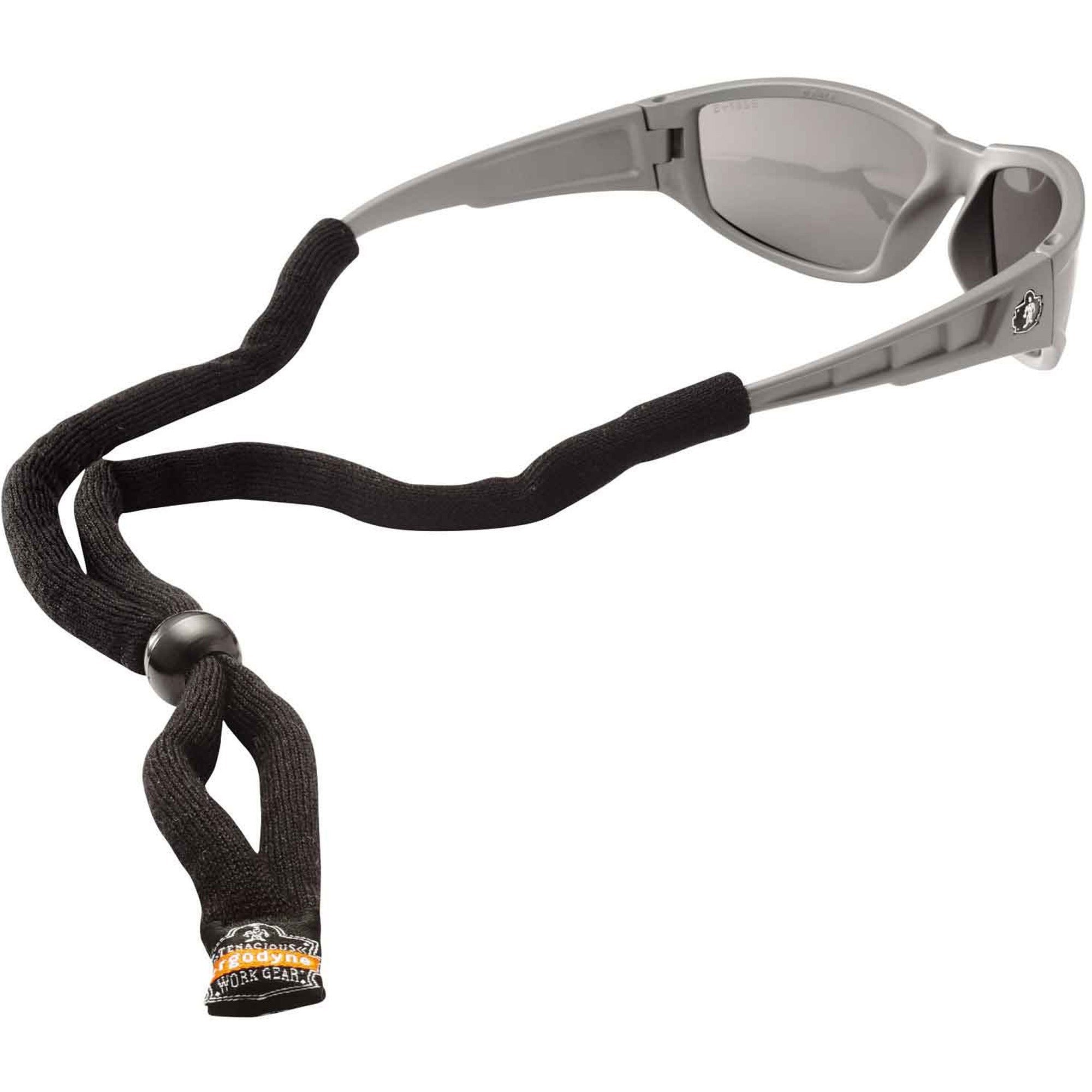 Ergodyne 3200 Cotton Eyewear Lanyard - Adjustable - 0.3" Height x 1.5" Width x 14" Length - Black - Cotton - 6 / Carton