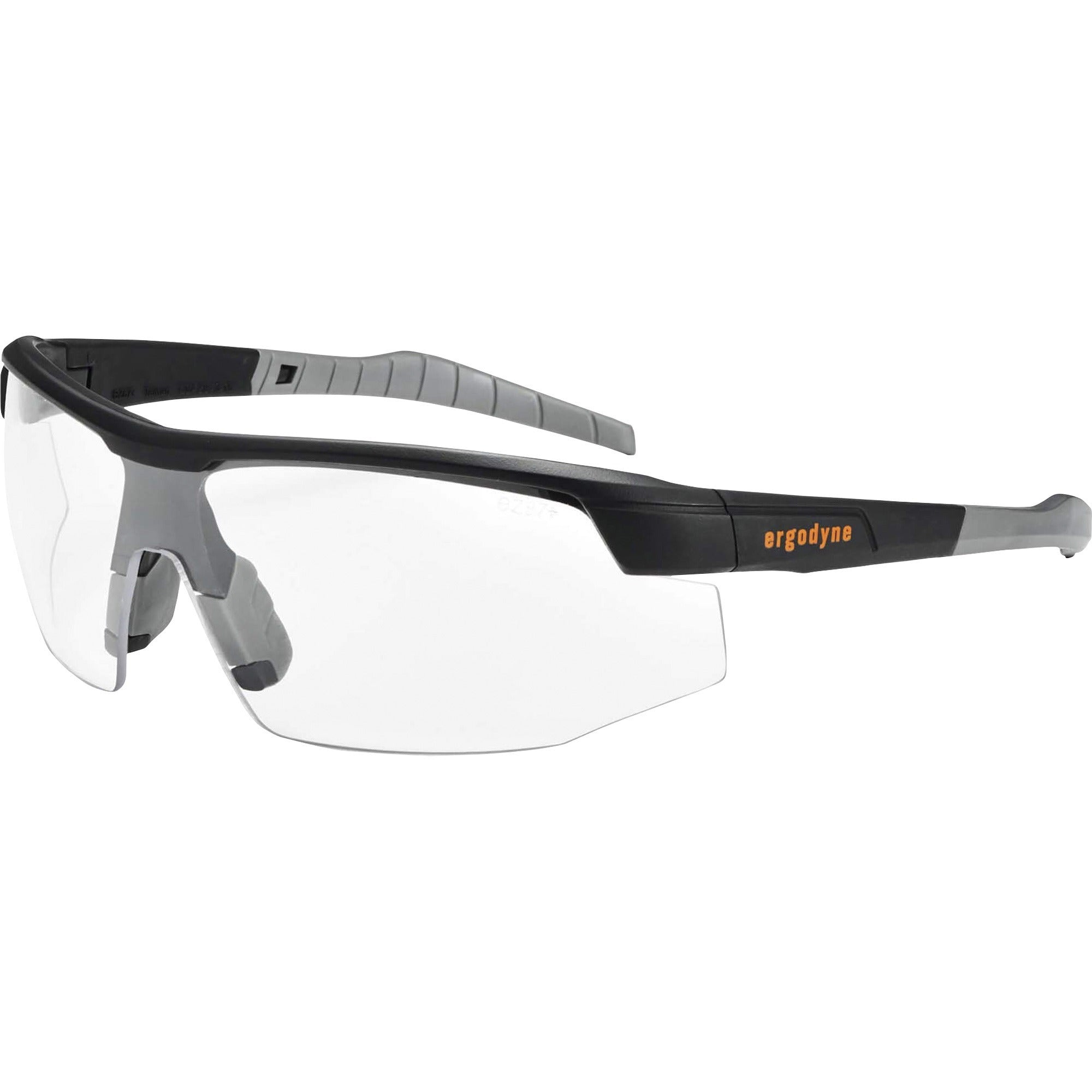 Ergodyne SKOLL Clear Lens Matte Safety Glasses - Eye Protection - Matte Black - Clear Lens - Anti-fog, Anti-scratch, UV Resistant, Impact Resistant, Non-Slip Temple, Rubber Tipped Temples, Sweat Resistant, Crack Resistant Lens, Puncture Resistant Lens,...