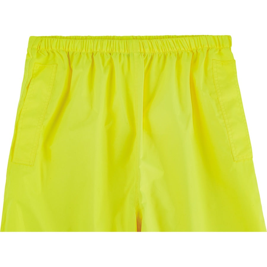Ergodyne 8916 Lightweight Hi-Vis Rain Pants - Class E - For Rain Protection - Small (S) Size - Lime - Polyurethane, 150D Oxford Polyester