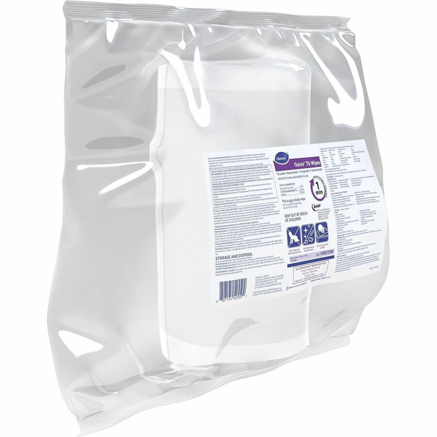 Diversey Oxivir Tb Wipes - For Nonporous Surface - Ready-To-Use - Surfactant Scent - 12" Length x 11" Width - VOC-free, Fragrance-free, NPE-free, Non-irritating, Color-free - White - 160/Bag - 4 / Carton