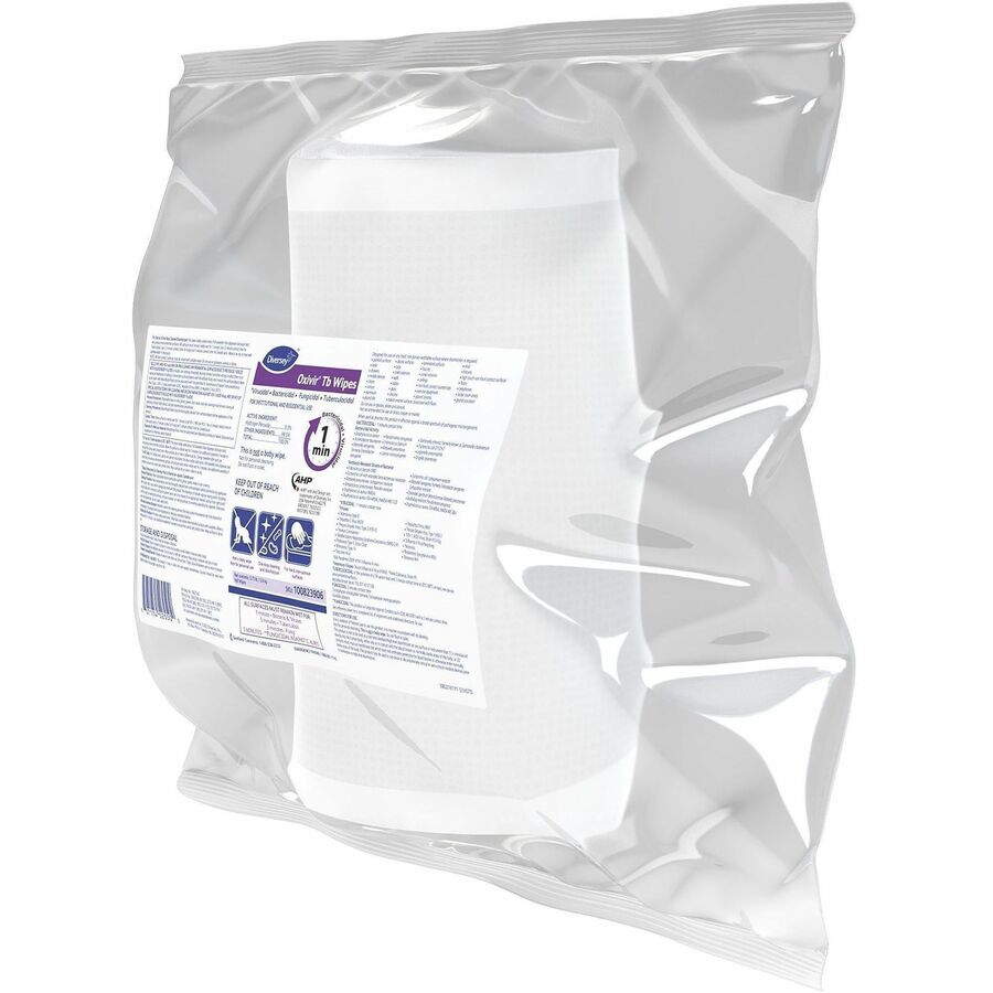 Diversey Oxivir Tb Wipes - For Nonporous Surface - Ready-To-Use - Surfactant Scent - 12" Length x 11" Width - VOC-free, Fragrance-free, NPE-free, Non-irritating, Color-free - White - 160/Bag - 4 / Carton