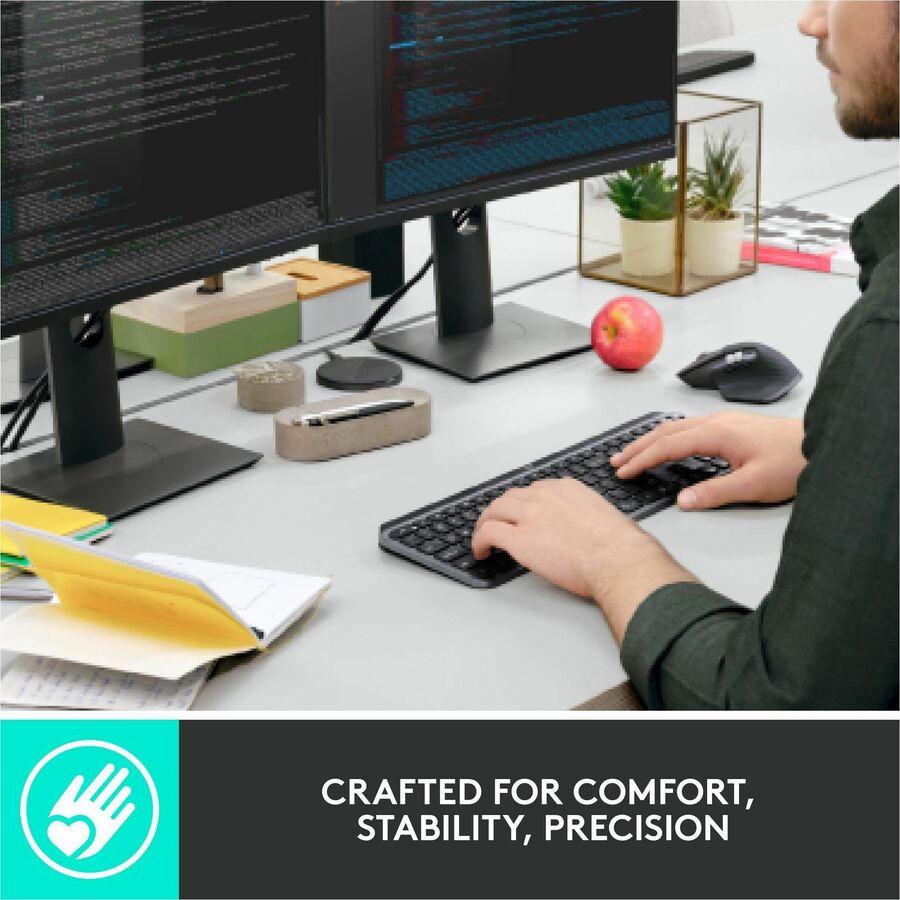 Logitech MX Keys for Business Keyboard - Wireless Connectivity - Bluetooth - 32.81 ft - iPhone, iPad, iPad mini, iPod, Tablet, Desktop Computer, Notebook, Smartphone - Windows, Mac OS, iOS, iPadOS, Linux, ChromeOS, Android