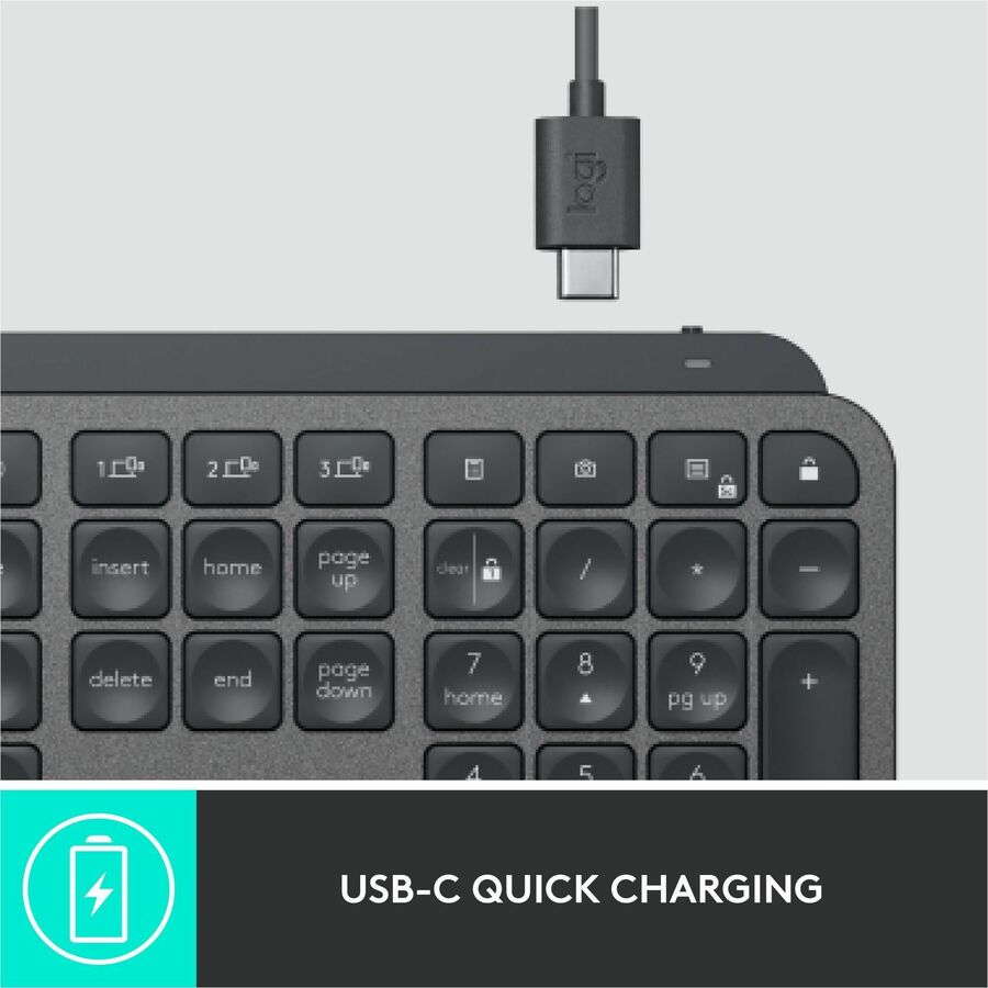 Logitech MX Keys for Business Keyboard - Wireless Connectivity - Bluetooth - 32.81 ft - iPhone, iPad, iPad mini, iPod, Tablet, Desktop Computer, Notebook, Smartphone - Windows, Mac OS, iOS, iPadOS, Linux, ChromeOS, Android