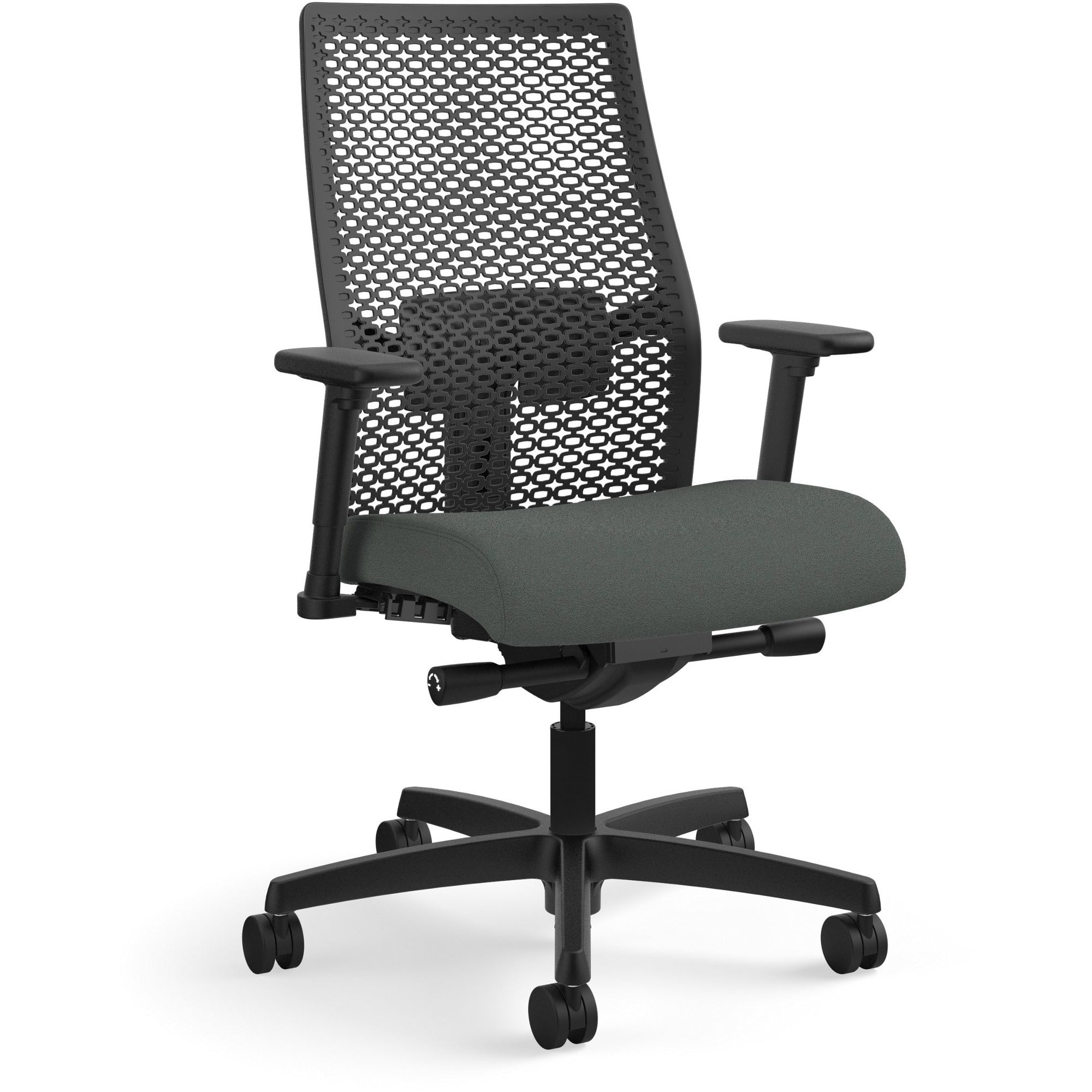 HON Ignition ReActiv Chair - Iron Ore Seat Color - Fabric Seat Material - Black Back Color - Mesh Back Material - Black Frame Color - Mid Back - Iron Ore - 1 Each