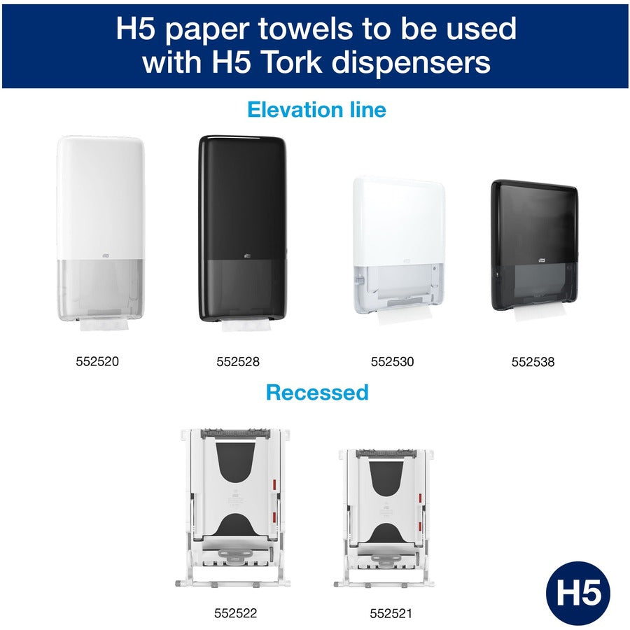 TORK PeakServe Continuous Paper Hand Towels White H5 - 1 Ply - 7.91" Width x 8.85" Length - Leaf design - White - 270/Bundle - 12 Bundle