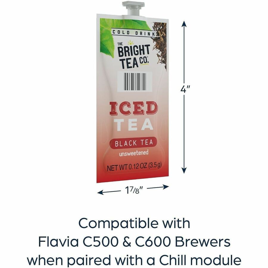 Flavia Bright Tea Co. Black Iced Tea Black Iced Tea Freshpack - Compatible with Flavia Creation 300 with Chill Refresh Module, Flavia Creation 600 with Chill Module - Black Iced Tea - Caffeine-free - Kosher - 100 / Carton
