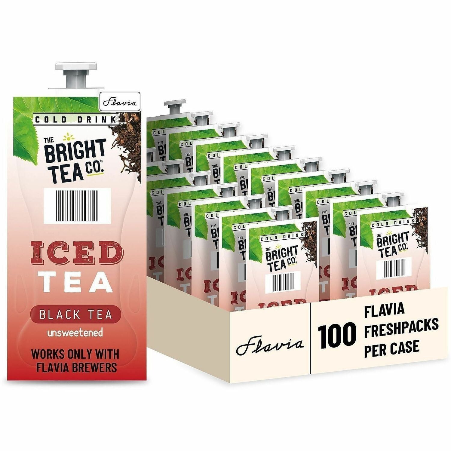 Flavia Bright Tea Co. Black Iced Tea Black Iced Tea Freshpack - Compatible with Flavia Creation 300 with Chill Refresh Module, Flavia Creation 600 with Chill Module - Black Iced Tea - Caffeine-free - Kosher - 100 / Carton
