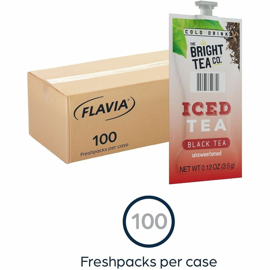 Flavia Bright Tea Co. Black Iced Tea Black Iced Tea Freshpack - Compatible with Flavia Creation 300 with Chill Refresh Module, Flavia Creation 600 with Chill Module - Black Iced Tea - Caffeine-free - Kosher - 100 / Carton