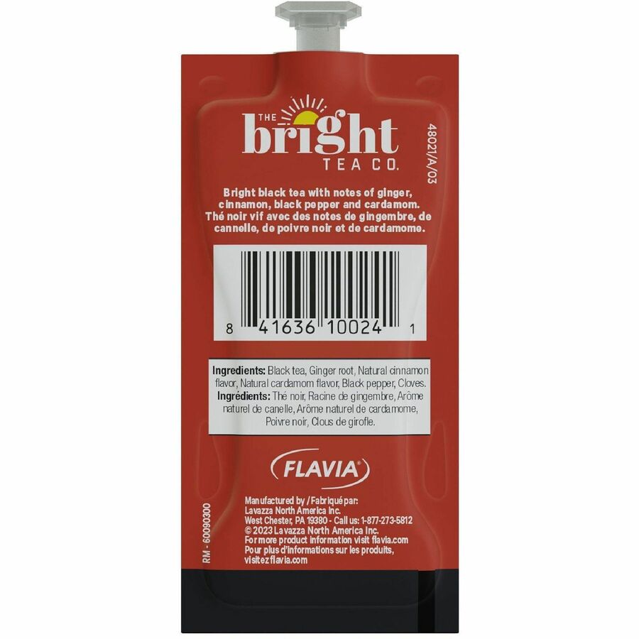 Flavia Bright Tea Co. Chai Spice Tea Herbal Tea Freshpack - Compatible with Flavia Aroma, Flavia Creation 300, FLAVIA Creation 600 - Herbal Tea - Caffeinated - Kosher - 100 / Carton